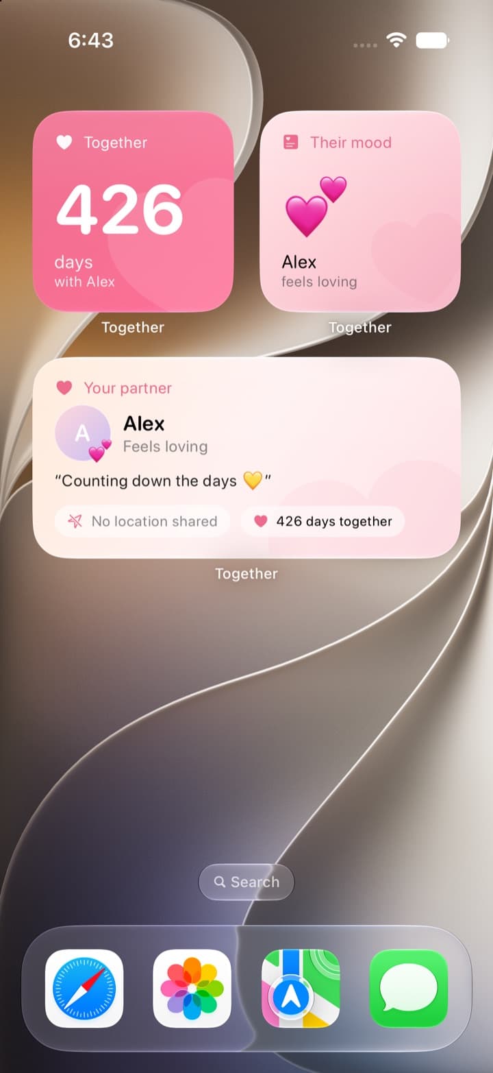 Together widgets on the iOS home screen and lock screen